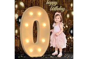 MIXIFOX 3FT Marquee Numbers, Light Up Numbers 0 for 10th 20th 50th Birthday Decorations, Big Numbers for Party Decorations, Large Light Up Numbers for Party Decor DIY Pre-Cut Foamboad Mosaic Numbers