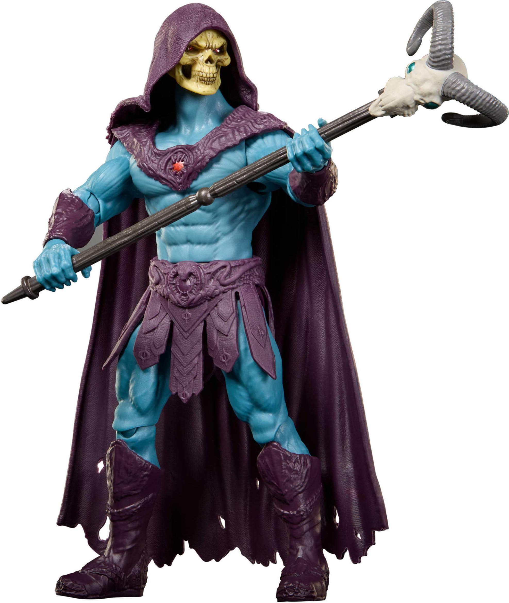 Masters of the Universe Film Skeletor, ca. 14 cm große Bösewicht-Actionfigur, detailgetreu, 14 bewegliche Gelenke und Widderkopf-Havoc-Stab, JKH92 5