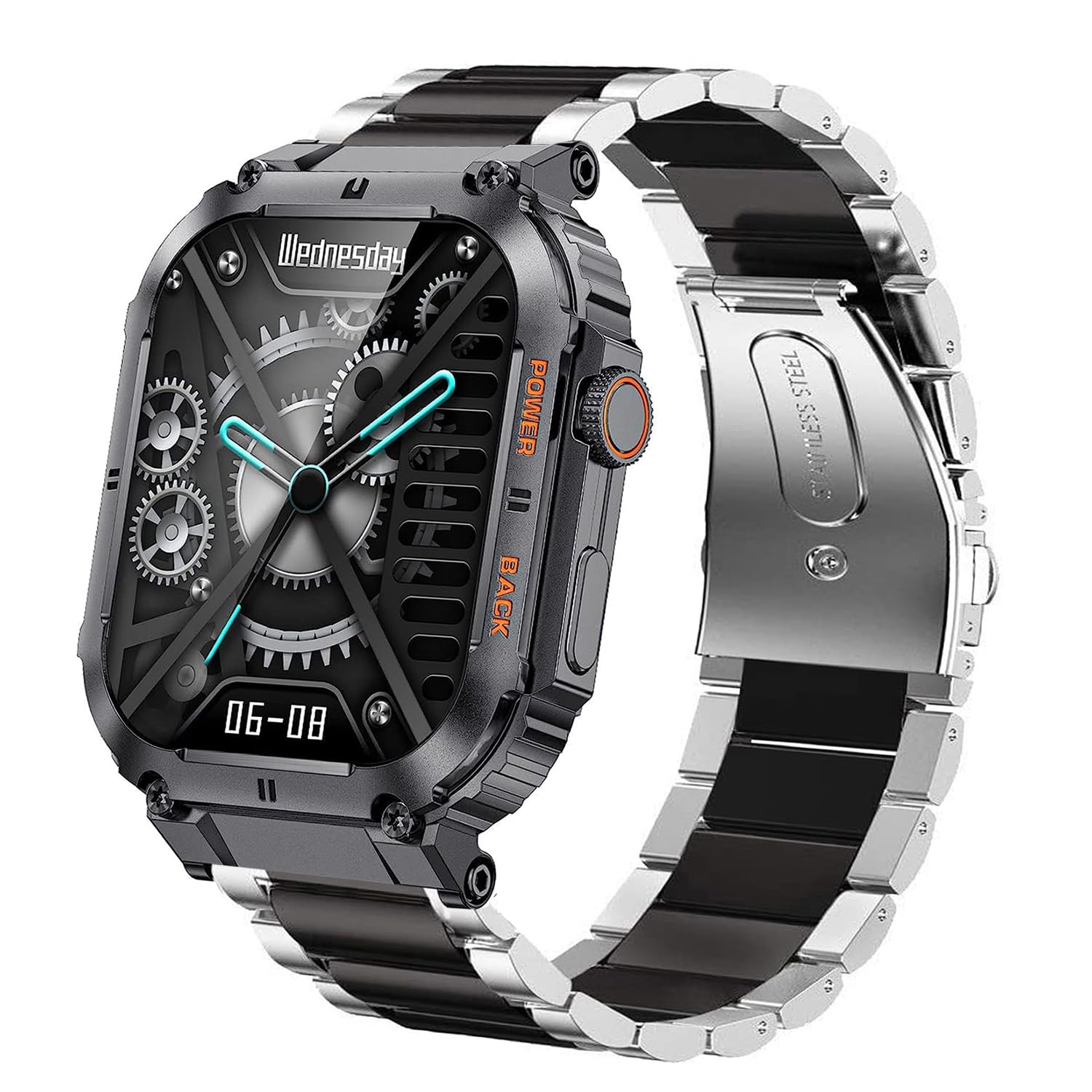 for LIGE K57 Smart Watch Bands, Stainless Steel Metal Replacement Straps Compatible with LIGE K57 Smartwatch military 1.96 inches/KACLUT K57/ESFOE K57/Amazpro 1.96" Watch/SUNKTA LaNikar GaWear EIGIIS