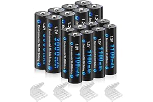 CITYORK 16 Pack AA AAA Rechargeable Batteries, 8 AA 3000mAh and 8 AAA 1100mAh 1.2V Ni-MH Low Self Discharge Rechargeable Batt