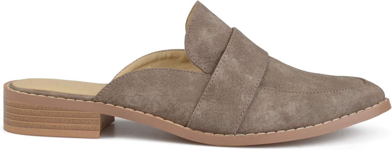 womens leather slip on mules