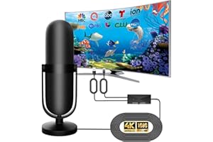 CXYHMG Indoor TV Antenna for Smart TV, Digital TV Antenna for TV Without Cable, Support 360° Reception 4K/8K/1080p for Free Local Channels, with Strong Magnetic Base. (Black, MC80)