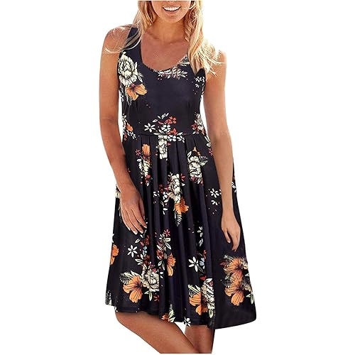 Euone_Clothes Summer Dress for Women, Women Summer Sleeveless Evening Party Beach Dress Short Dress