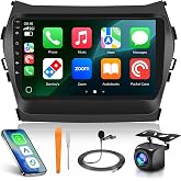 8 Core 4G+64G 5G WiFi Car Stereo for Hyundai Santa Fe 2012-2018 Wireless Carplay Android Auto, 9-Inch 1280P IPS Touch Screen Car Radio with DSP Bluetooth 5.0 Mirror Link GPS Navi+Backup Camera
