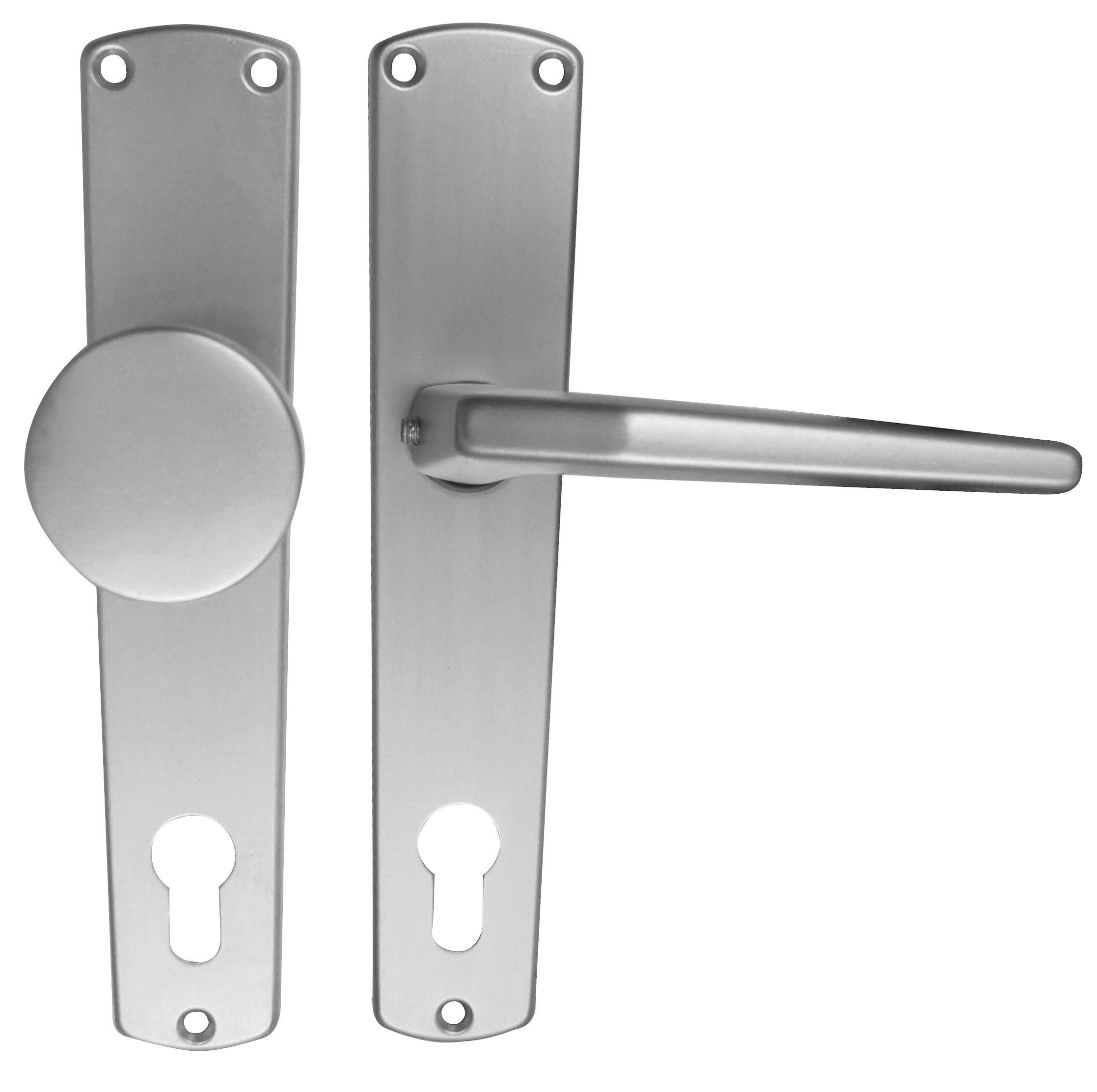 ALPERTEC Mary – LS Long Escutcheon Door Handle Fitting for Front Doors in Anodised Aluminium PZ – Handle, 72 mm, Silver, 40401020 K1