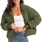 PABOPKOBI Women's Winter Coat Puffer Jacket, Quilted Down Cropped Lightweight without Hood for Snow Warm