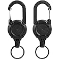 2 Pack Retractable Keychain, Multitool Carabiner Badge Holder, Retractable ID Badge Clip Reel, Retractable Key Chain