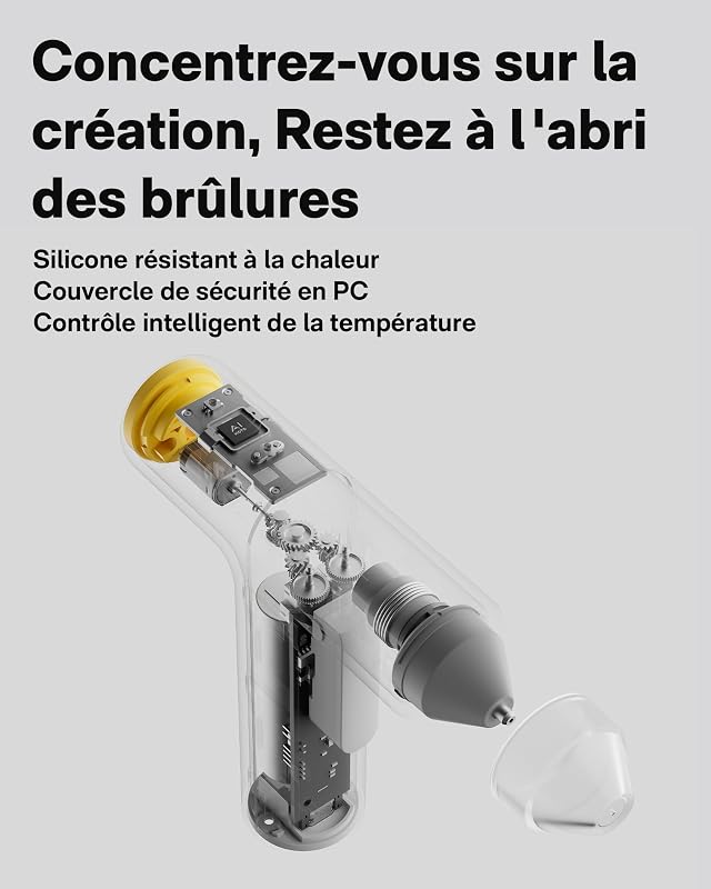 Pistolet à Colle Sans Fil USB-C 3000mAh, chauffage rapide 30s