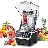 WaterElfo Commercial Blender 2200W 2.1QT 68OZ Quiet Blender Brushless Motors Commercial Smoothies, Frozen Drinks,Self-Cleaning,Electric Countertop Blenders Heavy-Duty,Silver Grey