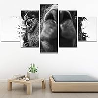 SIGNWIN 5 Panel Canvas Wall Art Modern Art Animals Dramatic Elephants Giraffe Multicolor Photography Southwest for Home Decorations Ready to Hang - 60