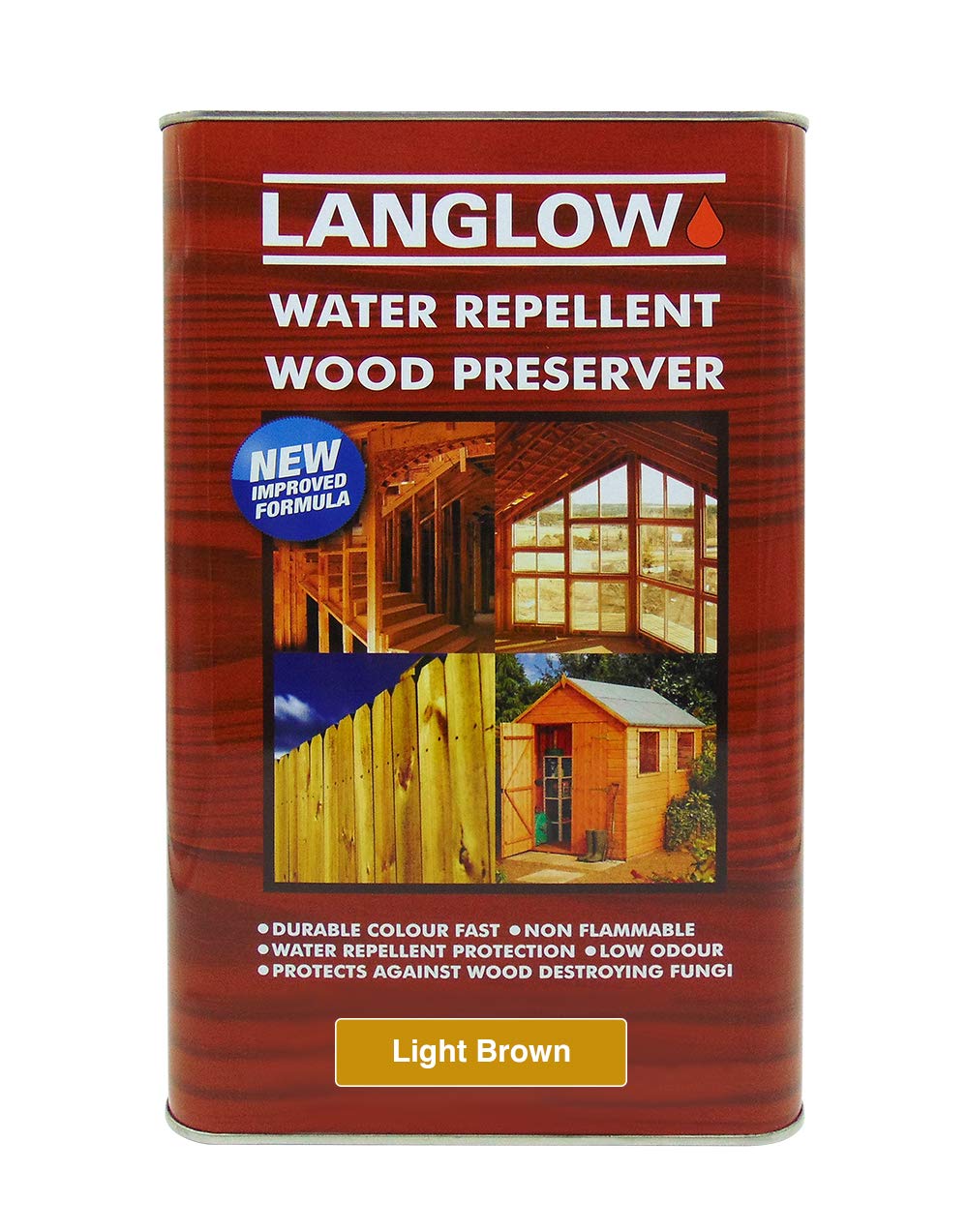 Langlow Wood Preserver Light Brown 5L - Deep Penetrating Timber Treatment for Structural Wood with Anti Fungal & Rot Resistance