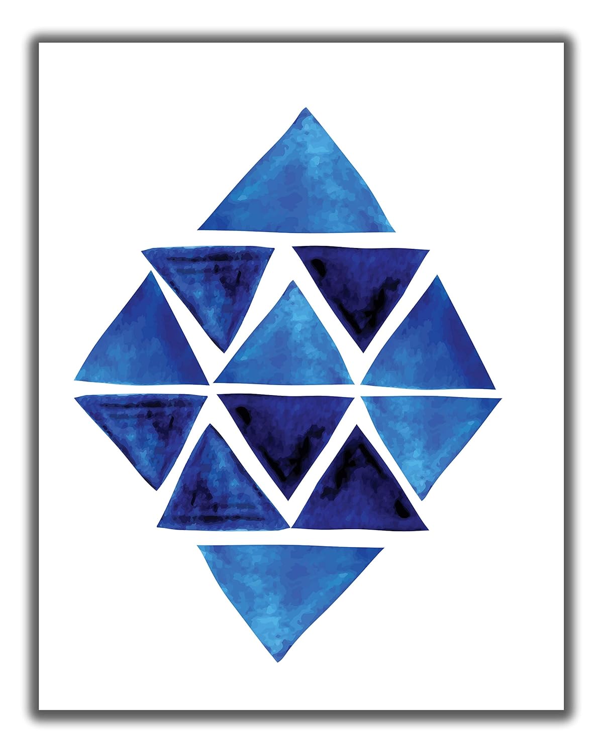 Abstract Dark Navy Blue Triangles Contemporary Wall Art