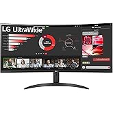 LG UltraWide Monitor (34WR50QK) - 34-inch 21:9 Curved UltraWide™ QHD (3440x1440) Display, sRGB 99%, HDR10, PBP, 100Hz Refresh