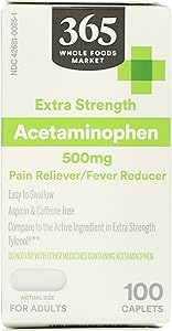365 Everyday Value Extra Strength Acetaminophen 500mg, 100 ct