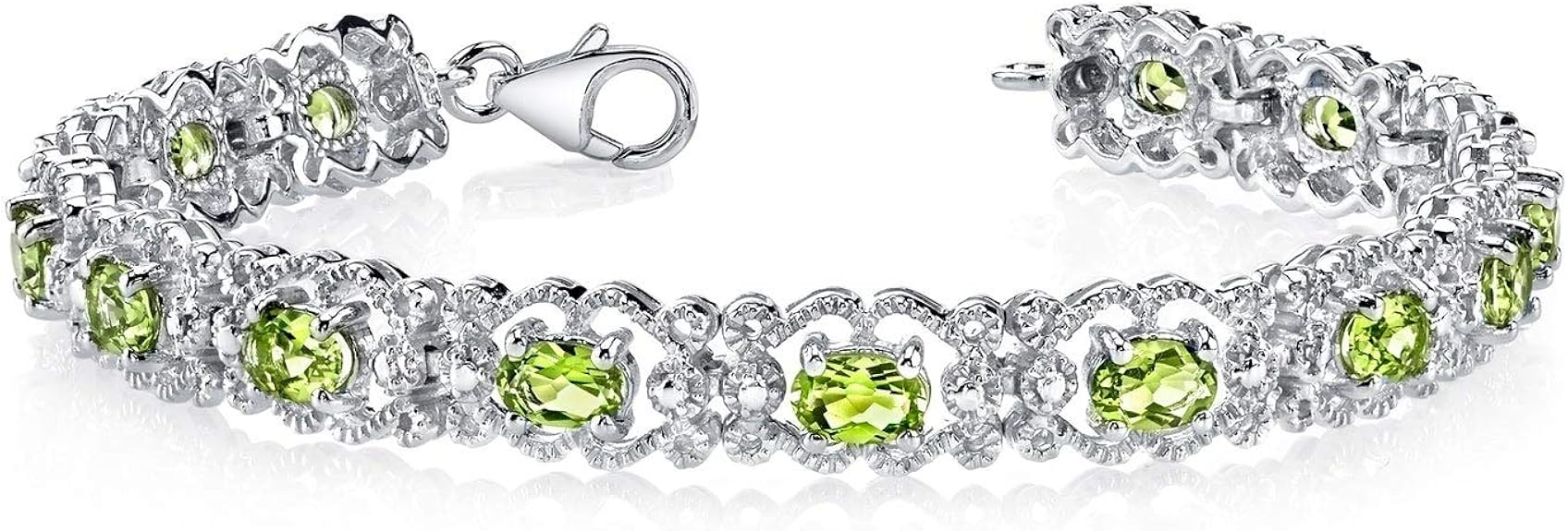 3.0Ctw Oval Cut Peridot Sim Diamond Vintage Women Tennis Bracelet 14K