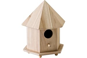 Plaid Enterprises, Inc. Plaid Wood Surface Crafting Birdhouse, Gazebo,Brown, 1 Count (Pack of 1)