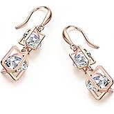 SBLING Platinum Plated or 18K Gold Plated or 18K Rose Gold Plated Cubic Zirconia Drop Earrings - Gifts for Women