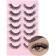 FARRED Cat Eye Lashes Natural Eyelashes Short Wispy Lash Strips Volume Eyelash Cateye Medium Length False Lashes Natural Looking Hybrid Clusters Full Strip Lashes (A1 | 8-14MM)