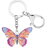 Enamel Metal Butterfly Key chains Rings For Women Girls Car Purse bag Pendant Charms (Purple)