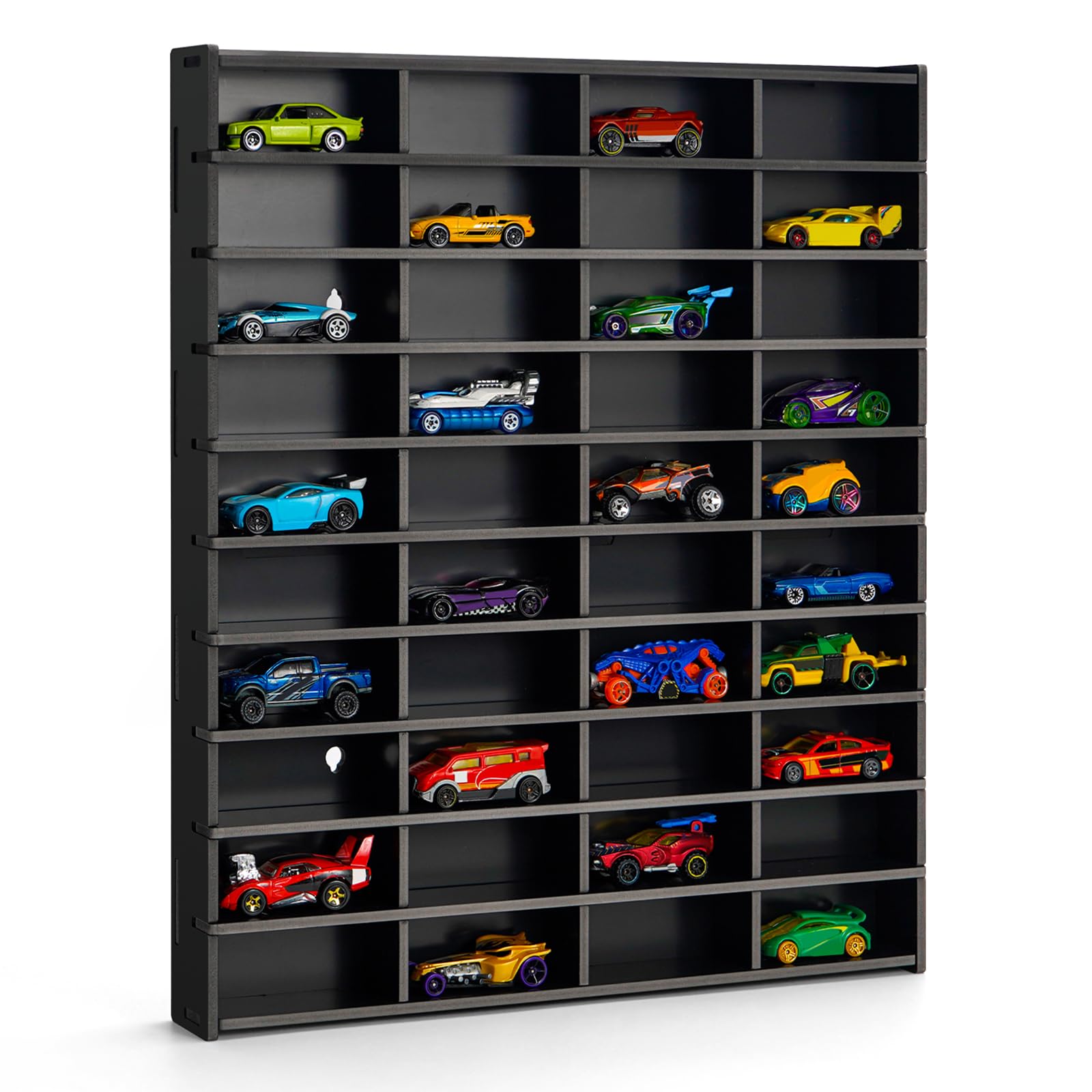 Photo 1 of Krafetto Toy Car Display Shelf, Holds 40 Diecast 1/64 Toy Cars, Wall Mount Model Car Storage Organize Case, Black