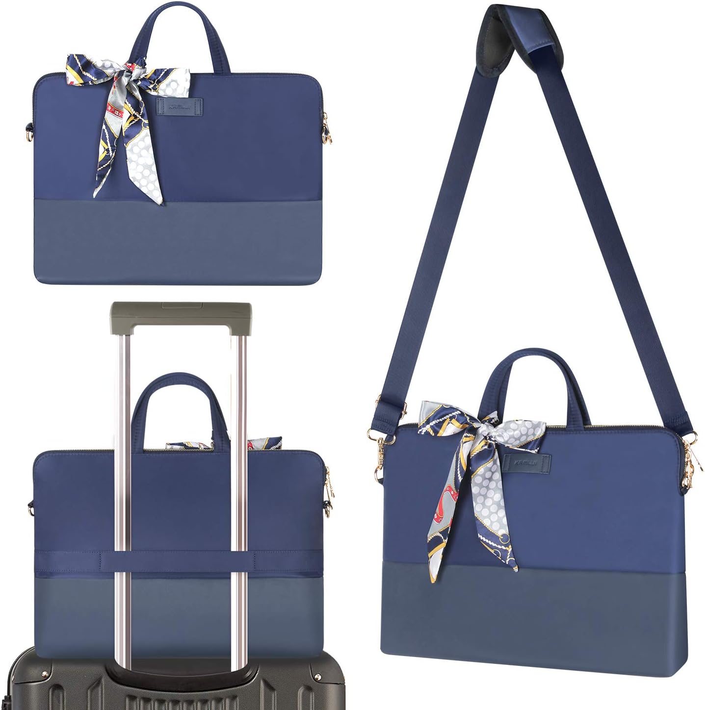 Kamlui Laptop Bag 15.6 Inch - for Women Carrying Computer Shoulder Messenger Case Blue: Electronics