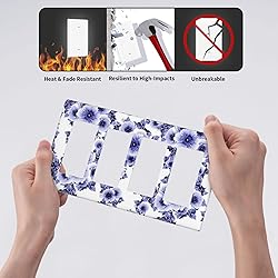Abstract Blue White Flower Quad Rocker Light Switch
