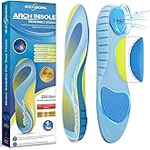 Plantar Fasciitis Insoles for Flat Feet & Achilles Tendonitis, 220+ lbs High Arch Support Inserts with Removable Design, Pain Relief & Absorb Shock Work Boot Orthotic Insoles for Men & Women - L