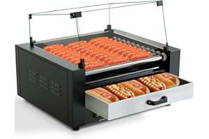 LIANQIAN 30 Hotdog Roller Machine with Bun Warmer,1700w Stainless 11 Hot Dog Roller,Commercial Grade,Hot Dog Sausage Grill Cooker Perfect for Parties and Home