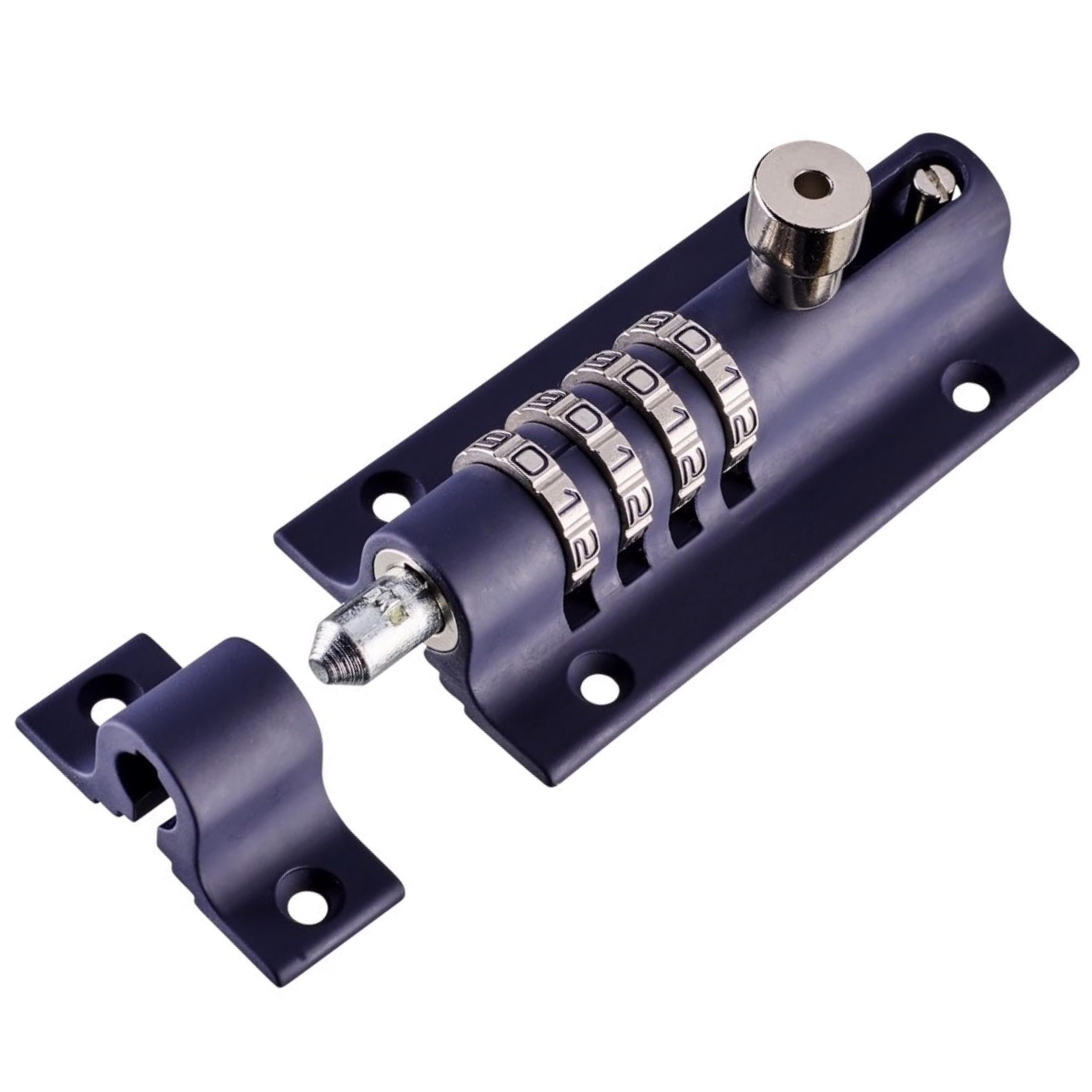 Squire Combi Bolt Door Lock (COMBI4) - 4 Wheel Combination Locking Bolt - Weatherproof Die Cast Body - Tamper Proof Slide Bolt - High Security Gate Lock for Home & Garages (Navy Blue, 120 mm)