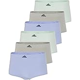 adidas Women's Seamless Boyshort Underwear Multipack, Blue Dawn Scallop/Heather Grey/Linen Green, Large