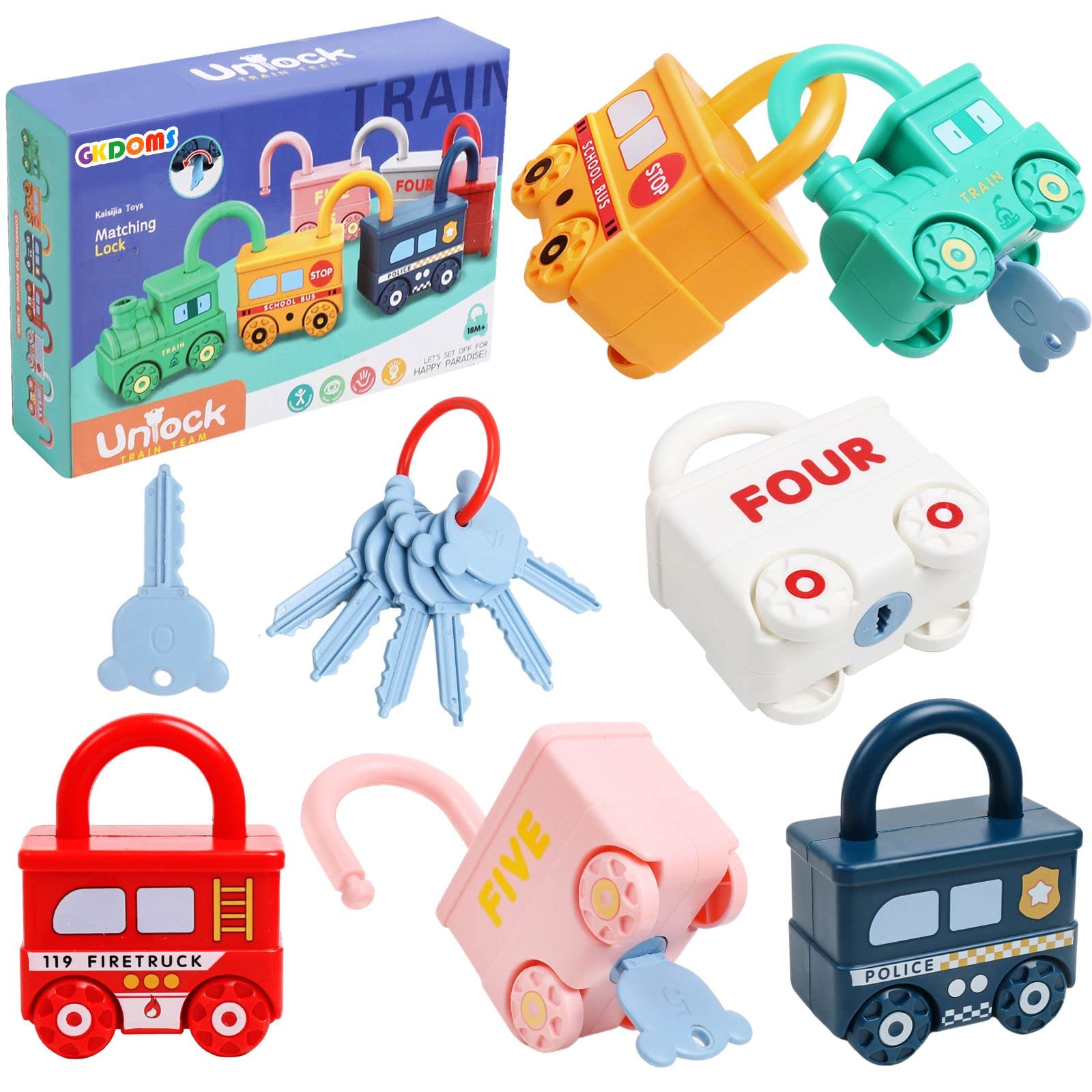 Photo 1 of GKDOMS Montessori Learning Toys Sorting & Matching Locks and Keys Toddlers Sensory Car Activity Fine Motor Toy, Birthday Gifts for Kids Age 2-5 Years
