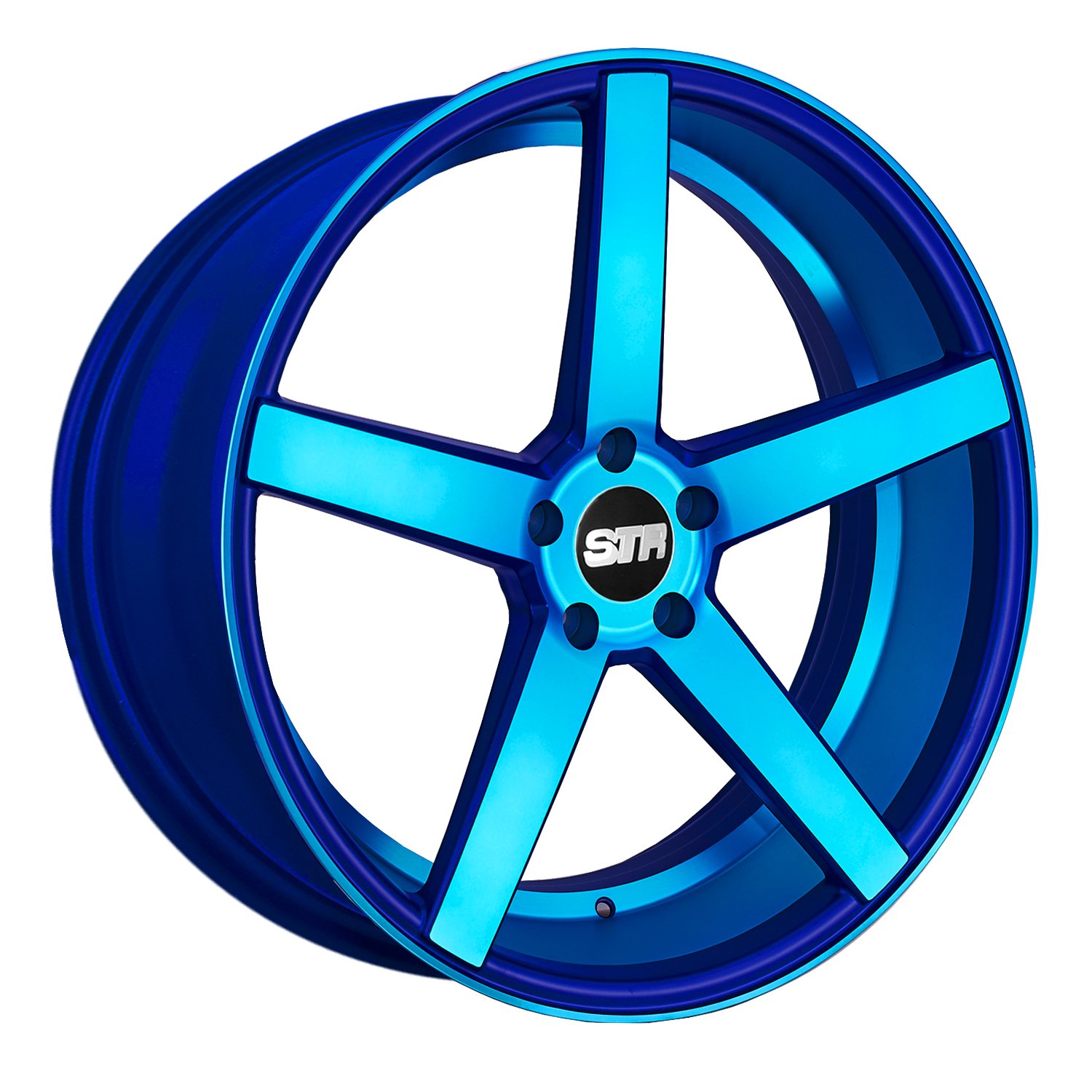 STR RACING STR607 Neon Blue Wheel with Painted Finish (19 x 10. inches /5 x 4 inches, 35 mm Offset)
