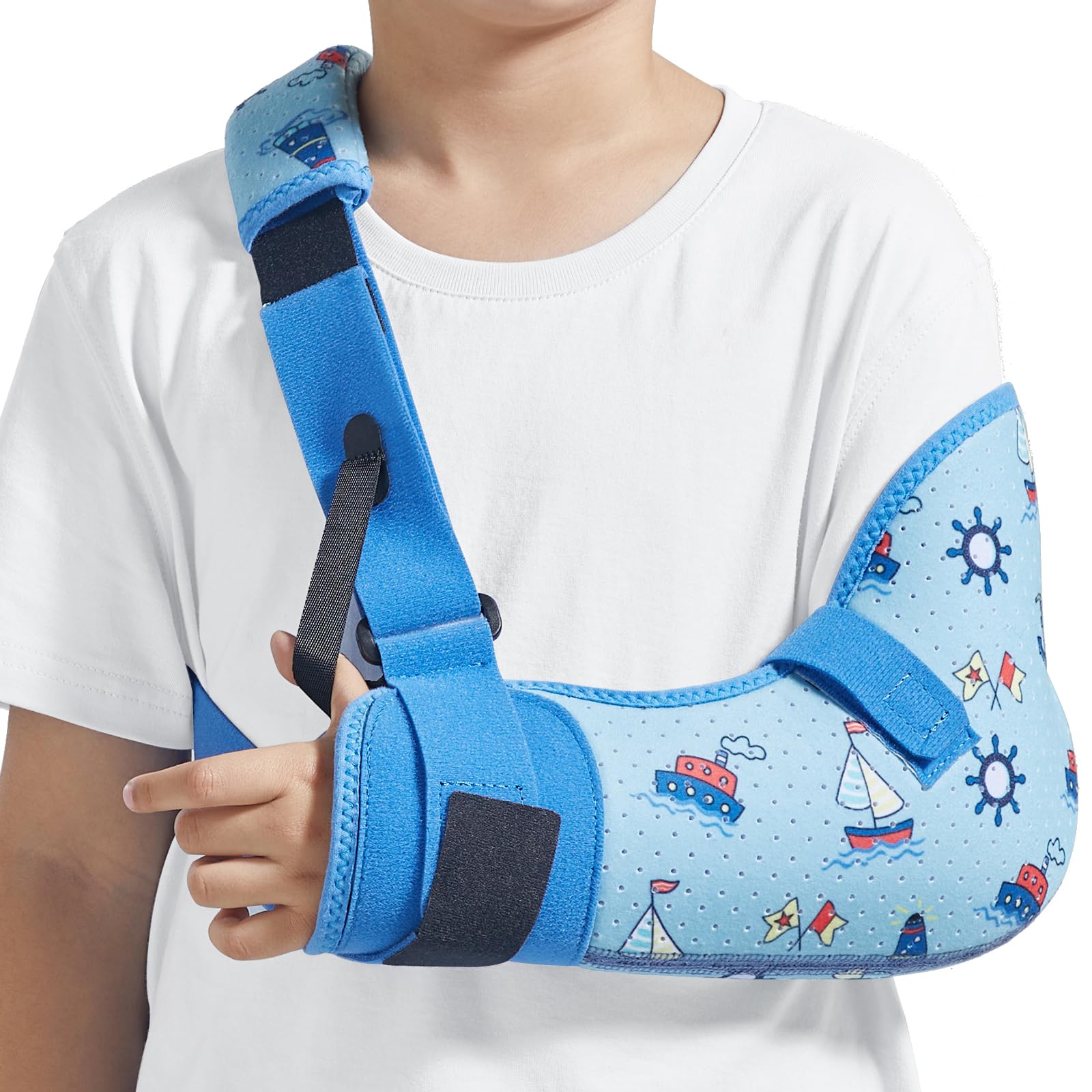 Willcom Child Arm Sling with Waist Strap, Kids Immobilizer Brace Support for Broken Arm, Collarbone, Elbow, Wrist (Comfort Version, Left, XXS, 19-23.5 Inch)
