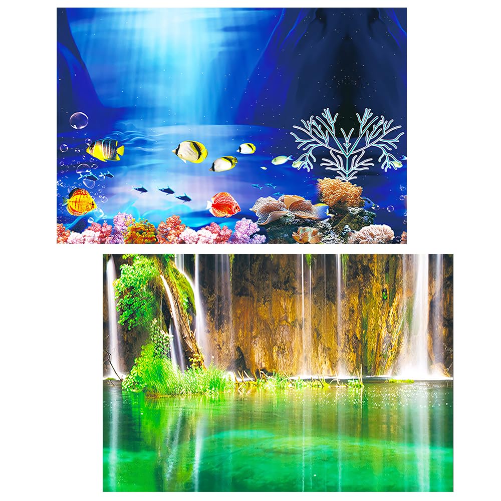 yueXinCh Aquarium Background Underwater Poster Double-sided Pattern Fishbowl Stickers Fish Tank Wall Decorations Sticker PVC Coral Aquarium Decor Backgrounds Underwater Poster 62 * 30 cm