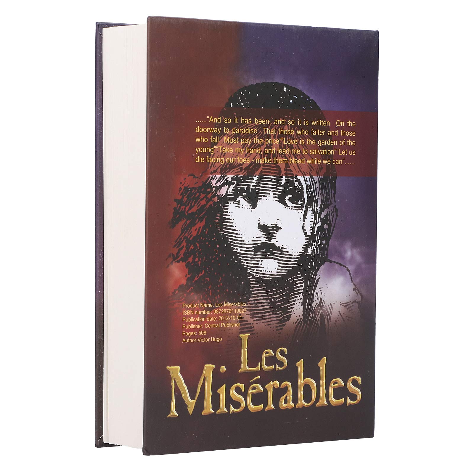 Safe Box,Book Lock Box with Combination Lock, Les Miserables-Cover