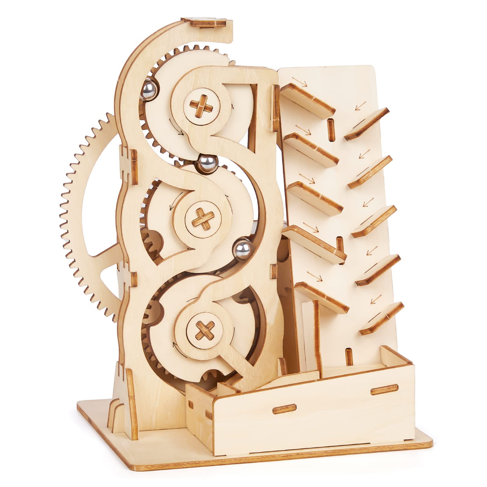 Sarsumir 3D Wooden Puzzle Wooden Model Kit Mechanical Gear Model Building Kits for Teens Adults Marble Run, Stair Track