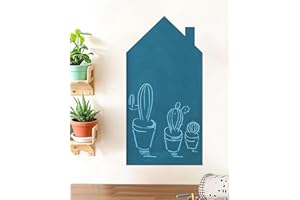HILIUS Magnetic Wall Decal for Kids, Magnetic Chalkboard Contact Paper for Wall, Playroom Essentials, Includes Dustless Chalks, Chalk Holder, Wipe Cloth, Stickers (Blue House, 22.8" x 46.5")