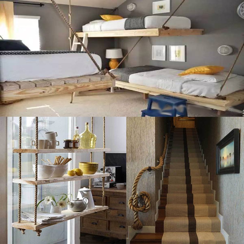 Hanfseil, starke 6 mm mit Jute-Seil, natürliches Hanf Seil Band Jute Twine Kunst Handwerk DIY Dekoration Geschenkverpackung, Garten, Haustiere, Hanf, Mehrzweck-Twine Rope 10 (32 FT) PACK 1