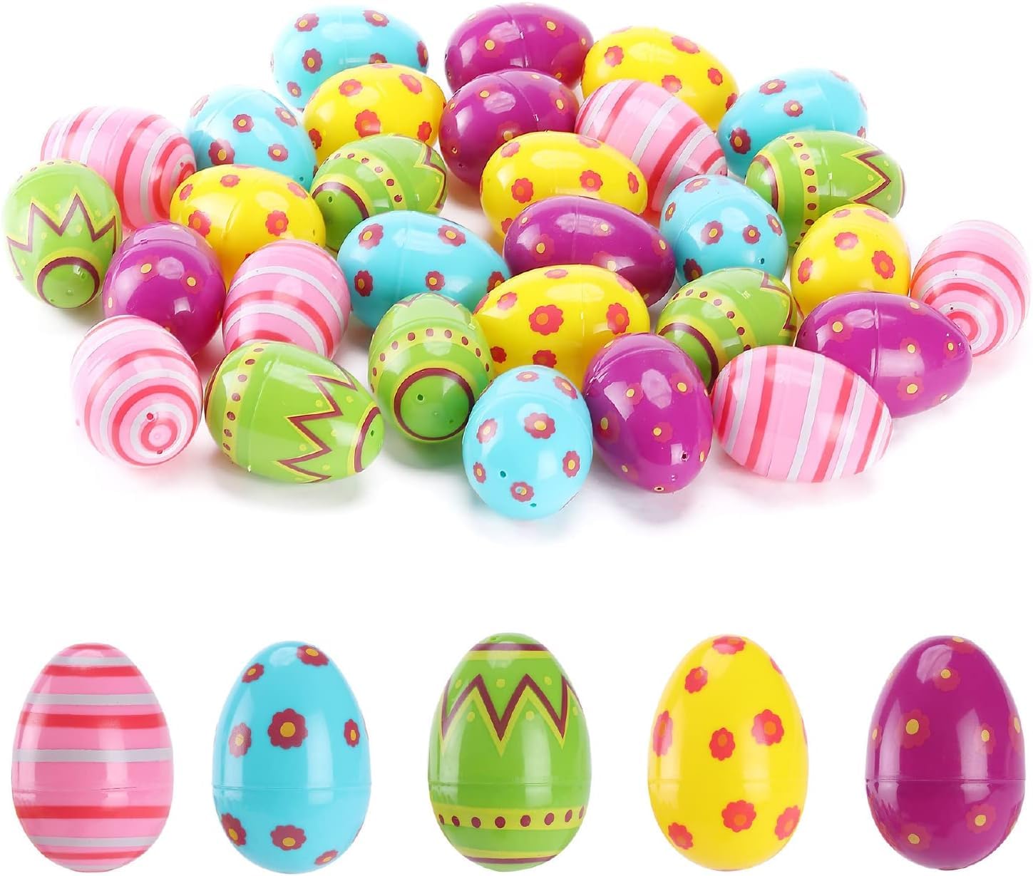 CJYGEGE Giant 3 Inch Plastic Easter Eggs Bulk 30 Pack - Jumbo Fillable Easter Eggs for Egg Hunt Prizes, Easter Basket Stuffers, Candy Treats, Party Favors & Classroom Supplies