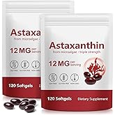 Xaarty 2Pack Premium Astaxanthin 12mg, Natural Antioxidant Supplement for Eye, Joint, Skin Health,Microalgae Source, 4 Month Supply | Supports Internal Circulation, 240 Softgels