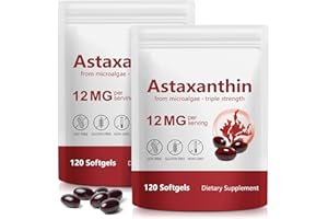 Xaarty 2Pack Premium Astaxanthin 12mg, Natural Antioxidant Supplement for Eye, Joint, Skin Health,Microalgae Source, 4 Month Supply | Supports Internal Circulation, 240 Softgels