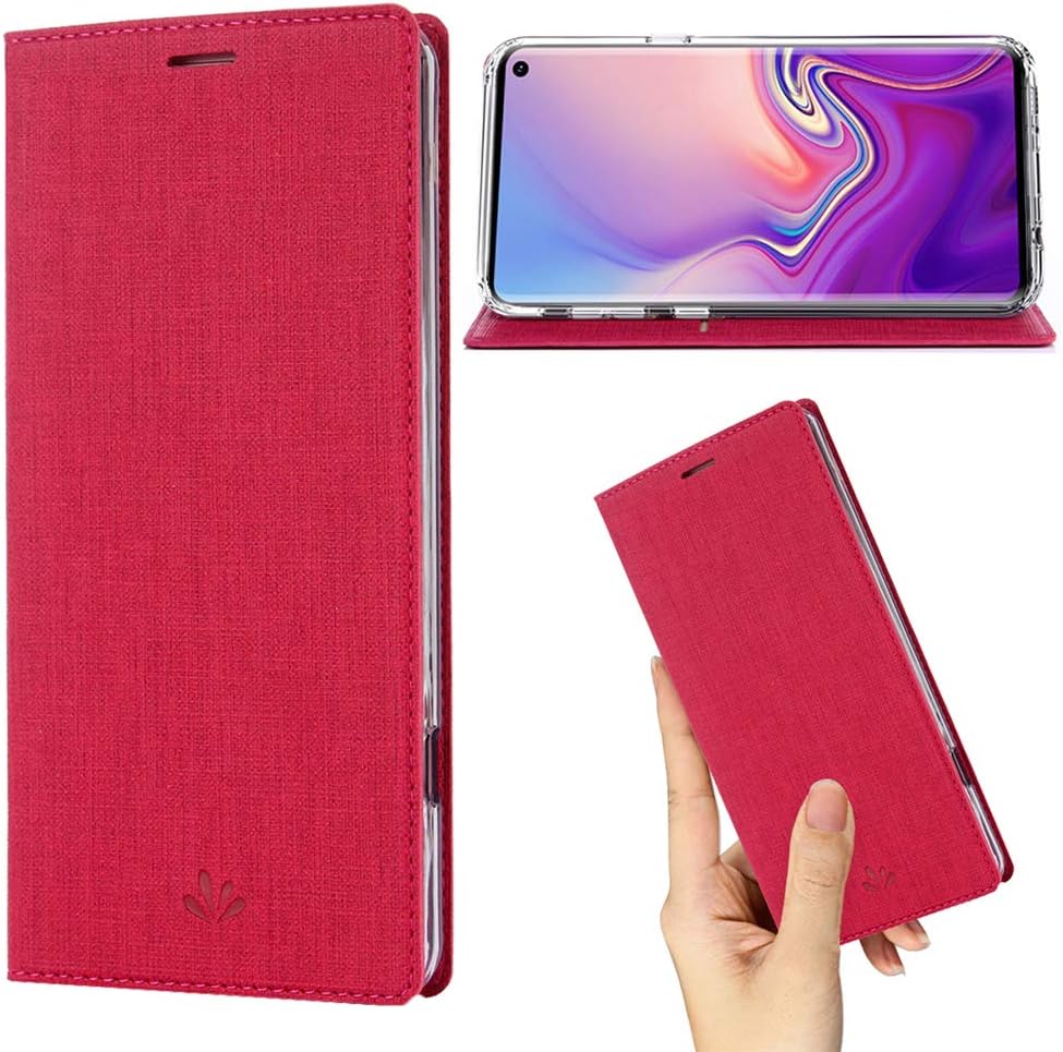 weier Galaxy S10 Plus Case,Premium Flip Leather Wallet Case Stand Kickstand Card Slot Magnetic Closure Full Body Protective Cover Clear TPU Bumper Thin phone Case for Galaxy S10 Plus (Rose)