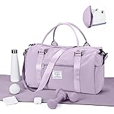 Gym Bag for Women Men with Shoes Compartment,Sports Duffle Bag Personal item travel Duffel Bags Tote Bag Small Carry on Weekender Overnight Bag Workout Dance Bag Hospital Holdalls Light Purple