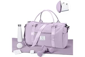 VGOCO Gym Bag for Men with Shoes Compartment and Wet Pocket,Sport Swimming Yoga Backpack,Waterproof Travel Duffel Bag Small Carry on Bag Overnight Weekender Bags Personal Item Bag for Airlines Light Purple