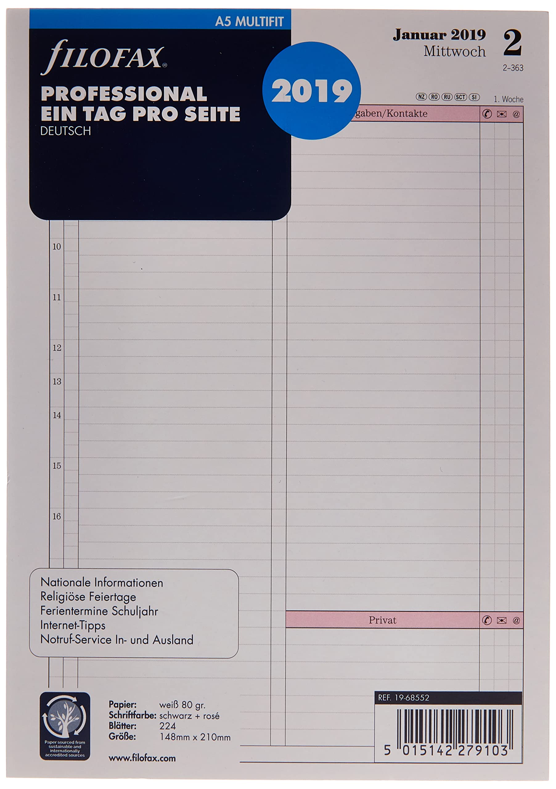 Filofax 000019 68552 Calendar