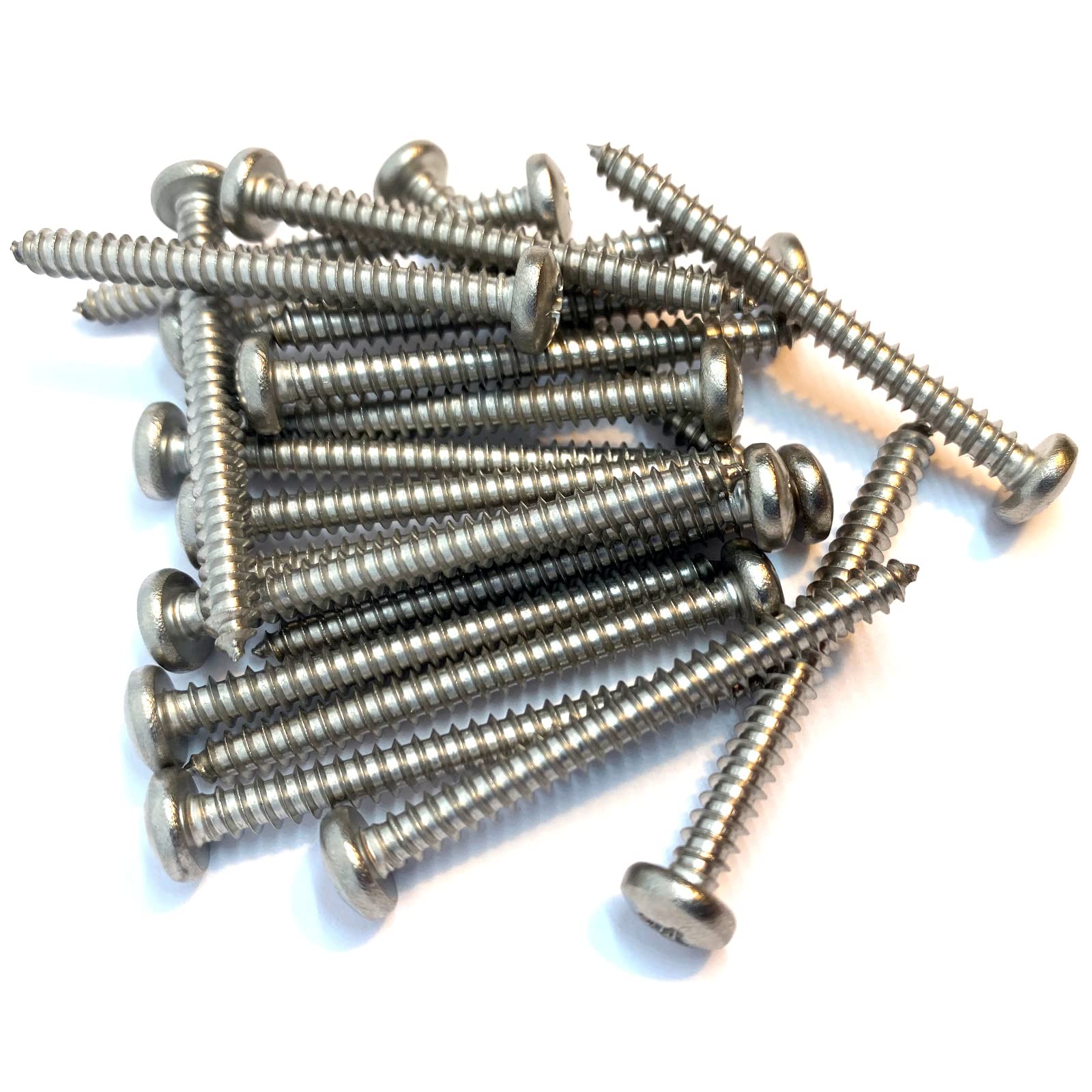 No.10 x 2" (4.8mm x 50mm) Pozi Pan Self-Tapping Screw DIN7981 - A4 (316) Stainless Steel (Pack of 20)