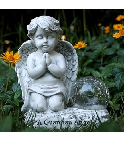 Napco 11260 Priant Chérubin Avec Ailes En Bronze Statue De Jardin, 30,5 Cm