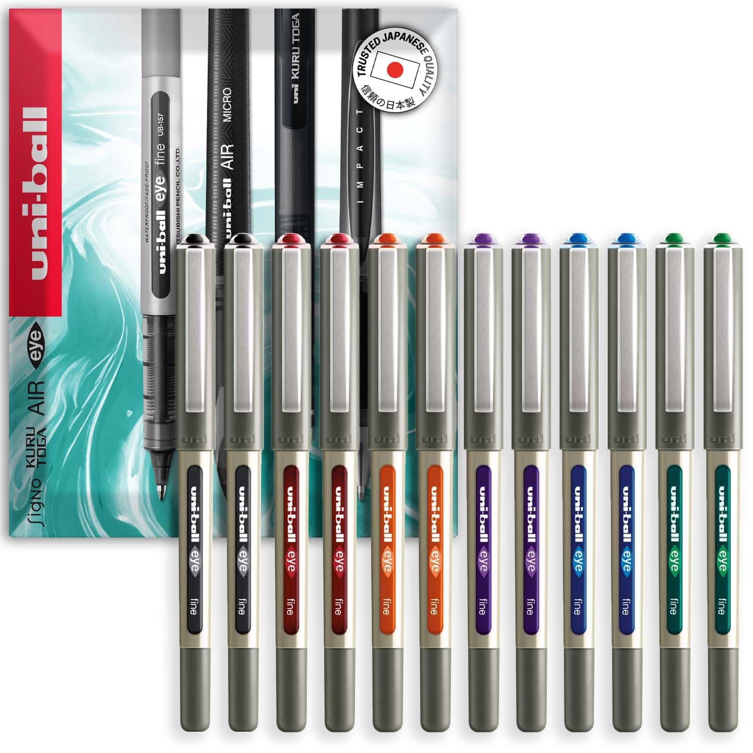 uni-ball EYE - UB-157E Rollerball Pens - 0.7mm Nib - In Envelope Gift Packaging (Pack of 12, Essentials)
