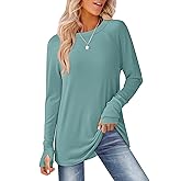 GKBK Womens Long Sleeve Tops Crew Neck T Shirts for Women Tunic Tops with Thumb Holes Fall Outfits for Women 2025
