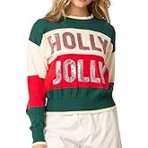 Sequin Christmas Sweater for Women Color Block Christmas Sweater Merry Holiday Knitted Pullover Tops